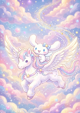 Cinnamoroll Riding a Pegasus