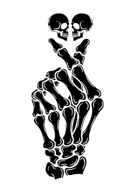 Skeleton Hand Heart with Skulls