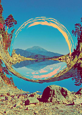 Surreal Mountain Lake Reflection
