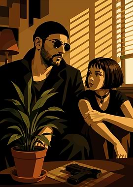 Léon and Mathilda in pixel art