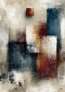 Wabi-Sabi Abstract Modernism No. 05 – Pine Echo Wall Art