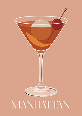 Manhattan Cocktail Minimalist Poster