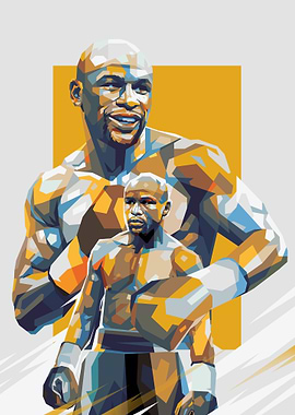 Colorful illustrated poster of a boxer.