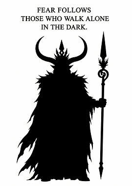 Dark Warrior with Horns and Spear