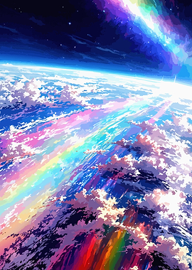 Vibrant Rainbow Over Earth from Space