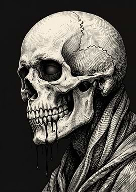 Gothic Skull with Dripping Blood