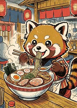 Red Panda Eating Ramen
