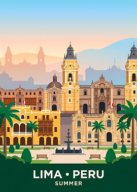 Lima Peru Summer Travel Poster
