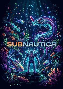 Subnautica Neon Underwater Scene