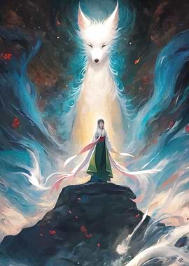 Mystical Fox Spirit and Woman