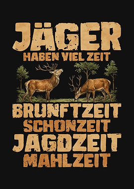 German Hunter Text Art with Deer