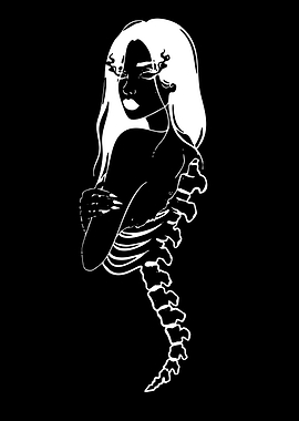 Skeleton Woman with Flowing Hair