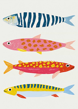 Four Stylized Fish Illustrations