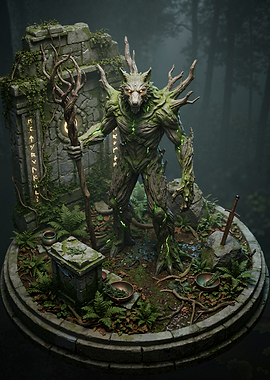 Fantasy Tree Creature with Staff