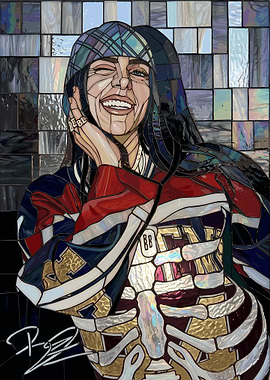 Billie Eilish Stained Glass Portrait