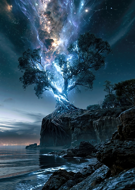 Cosmic Tree on Cliff