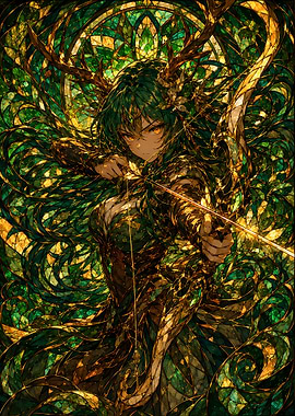 Stained Glass Archer with Antlers
