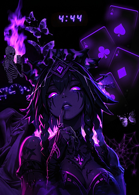Dark Anime Character with Purple Accents