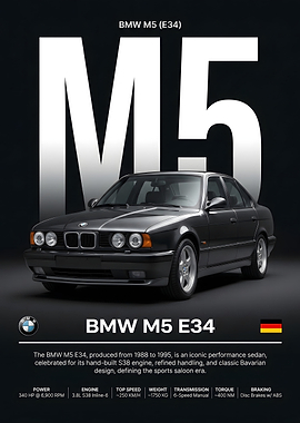 BMW M5 E34 Poster
