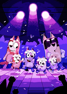 Bluey Family Dancing on Stage
