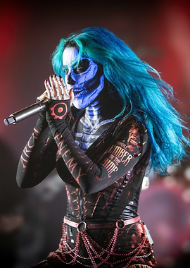 Woman with Skeleton Face Paint Singing