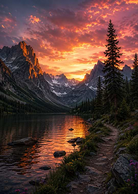 Mountain Lake Sunset