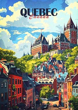 Quebec City Vintage Travel Poster