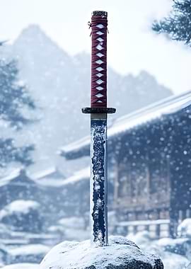 Katana in a Snowy Landscape