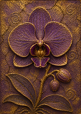 Textured Purple and Gold Orchid