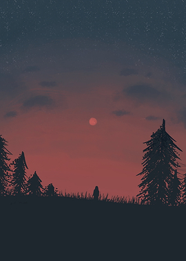 Red Dusk | Silhouette of a person at sunset