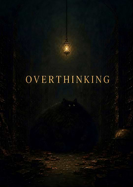 Overthinking Cat in Library