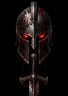 Bloody Warrior Helmet and Sword