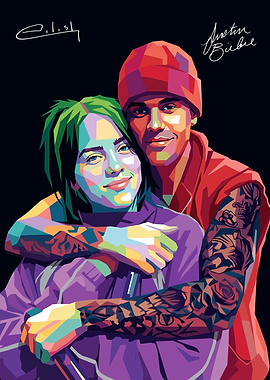 Billie Eilish and Justin Bieber Pop Art