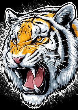 Fierce White Tiger Roaring