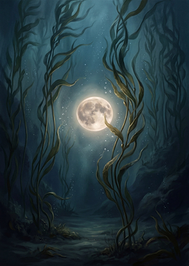 Underwater Moonlit Kelp Forest