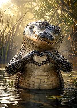 Alligator making a heart shape
