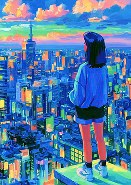 Too High to Care - Neon Lofi Cityscape
