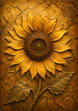 Textured Sunflower Artwork