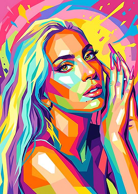 A Pop Art portrait of Lady Gaga.