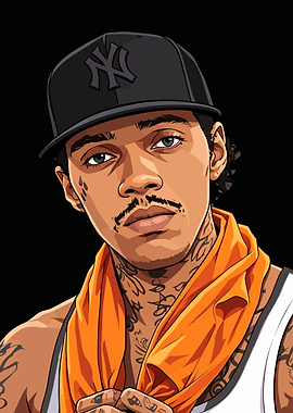 Cartoon Portrait of a Man with Tattoos