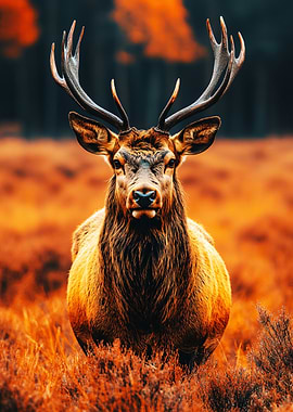 Majestic Stag in Autumn Field