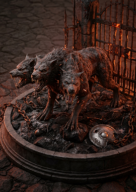Three-Headed Cerberus Statue