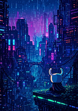 Hollow Knight in Cyberpunk City
