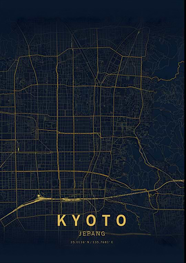 Kyoto Japan Map Art