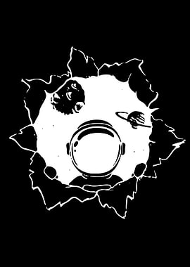 Astronaut Peeking Through a Hole