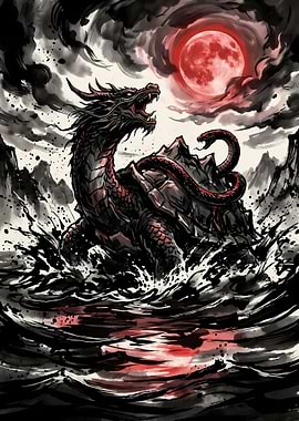 Dragon and Serpent on Turtle