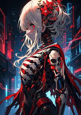 Cyberpunk Anime Skeleton Girl