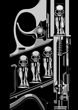 Hans Rudolph Giger Birth Machine Surreal Gun Mechanism with Figures