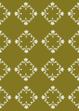 Ornamental Flourish Tile Olive Green