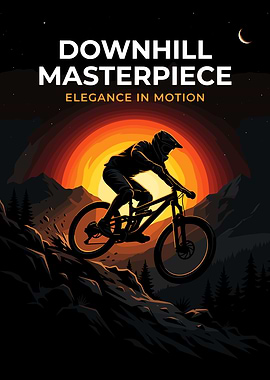 Downhill Mountain Biker at Sunset